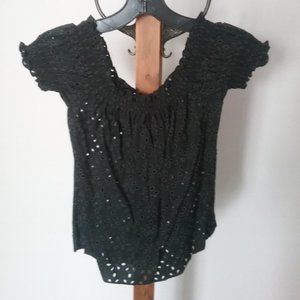 NWT Betsey Johnson Black Off the Shoulder Top S